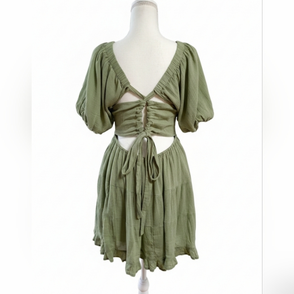 Free People Women's Perfect Day Cotton Mini Dress in Grasslands Green - Picture 6 of 11